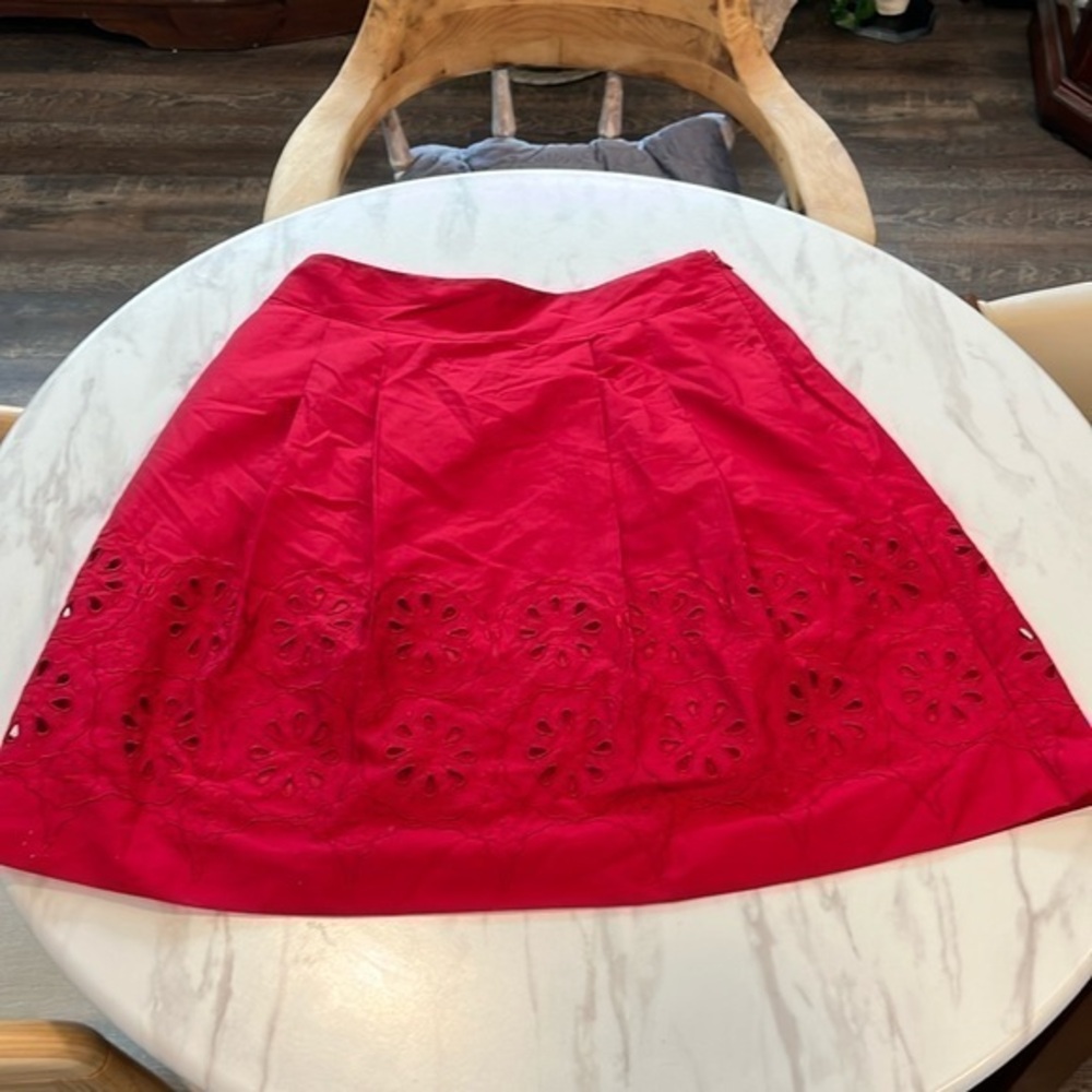 Ann Taylor Loft Red Eyelet Skirt